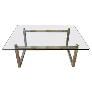 Vintage Coffee Table in Chrome and Brass by Peter Ghyczy, 1980 For Sale