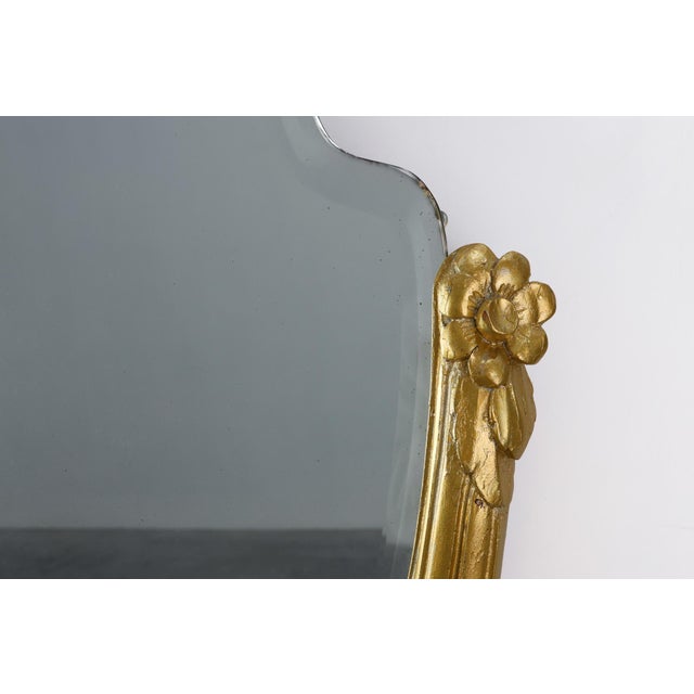Vintage Art Deco French Carved Gilt Wooden Mirror, 1920 For Sale - Image 4 of 11