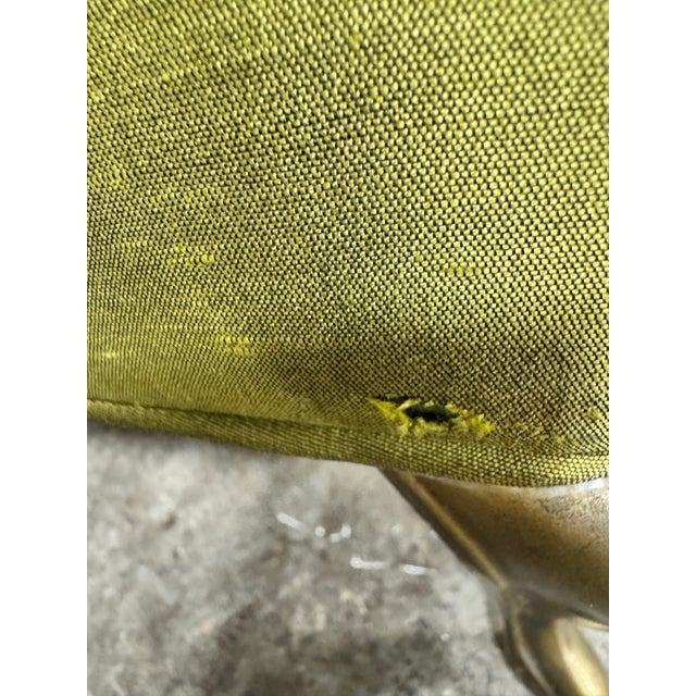 Hollywood Regency Olive Green Silk Button Tufted Footstools - A Pair For Sale - Image 10 of 12