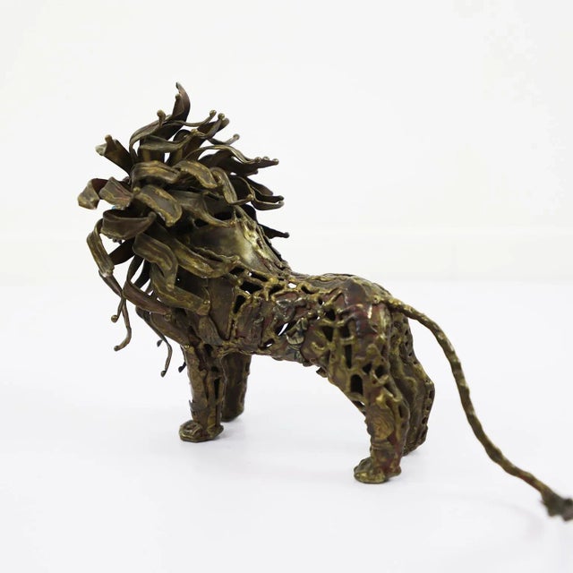 Brutalist Pal Kepenyes Lion Steel and Bronze Sculpture For Sale - Image 3 of 6