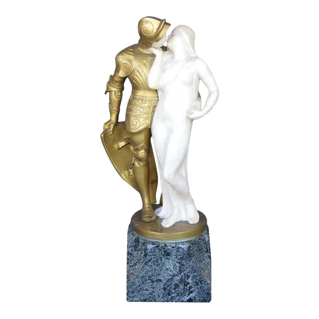 Erich Schmidt-Kestner (German, 1877-1941) Gilt Bronze and Carved Marmol For Sale