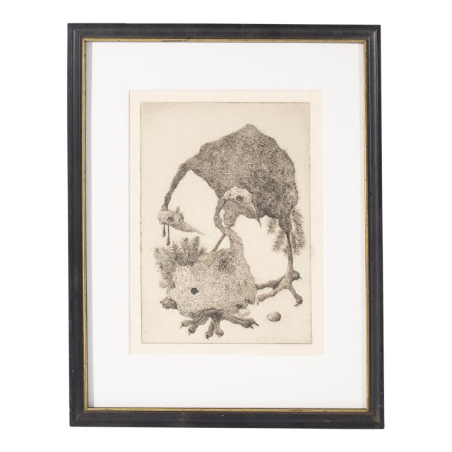 1940s Abstract Etching of Birds by Gerald G. Boyce For Sale