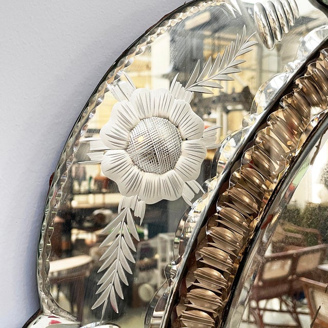 Italian Art Nouveau Wall Mirror with Acid Etchings and Pink Glass, 1890s For Sale - Image 13 of 18