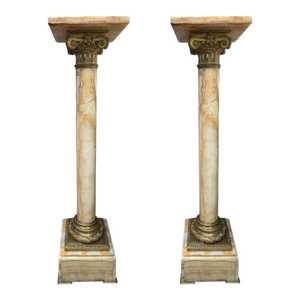 Pair of 19th Century French Neoclassical Style Marble and Bronze Pedestals