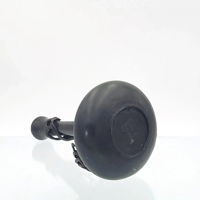 Taisho Bronze Stick Vase With Crab and Reeds, Japan Circa 1910 For Sale - Image 4 of 7