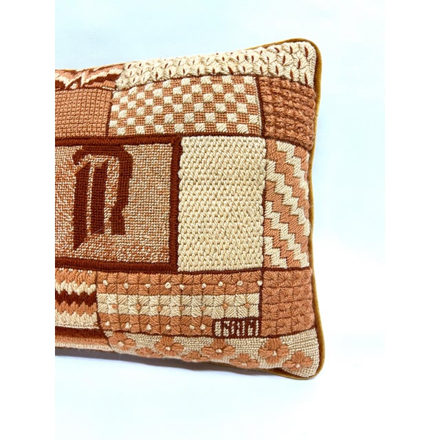 Pink Vintage Geometric Needlepoint Pillow For Sale - Image 8 of 11