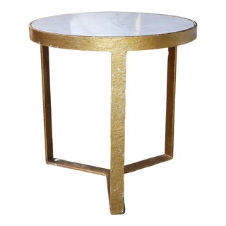 19th Century Table With Antique Gold Base & White Marble Top (Large) For Sale