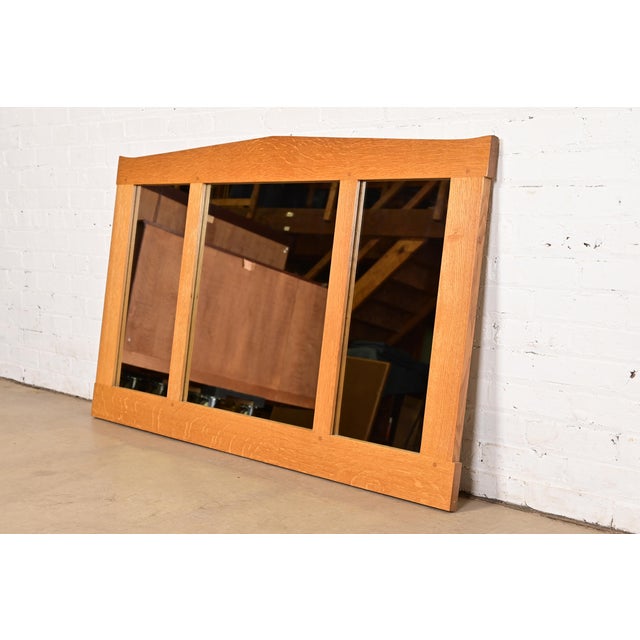 L. & J.G. Stickley, Inc. Stickley Mission Oak Arts & Crafts Triple Wall Mirror For Sale - Image 4 of 9