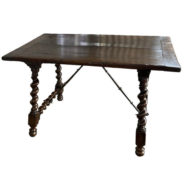 18th Century Italian Walnut Capretta Table with Barley Twist Lyre Legs For Sale - Image 5 of 13