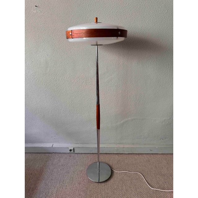Phase Eclipse S Dimmable Floor Lamp in Chrome & Wood by Luis Pérez De La Oliva for Fase, 1966 For Sale - Image 14 of 16