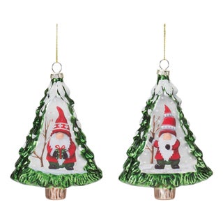 Gnome Pine Tree Ornament (Set of 12) For Sale