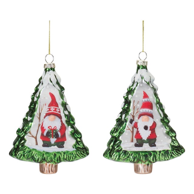 Gnome Pine Tree Ornament (Set of 12) For Sale