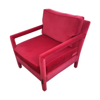 Raspberry Velvet Arm Chair For Sale