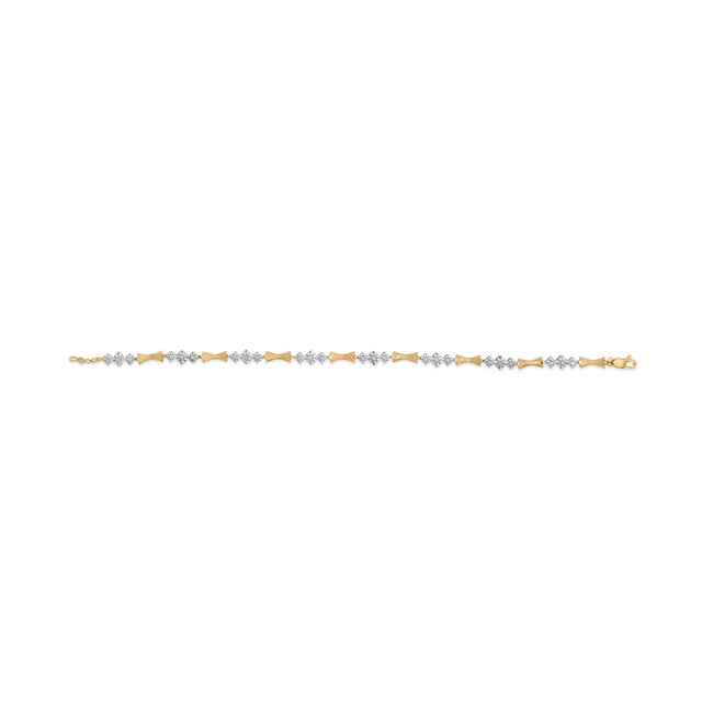 10k Gold 1/3 Cttw Diamond Miracle Set Alternating Bar and Link Bracelet (I-J Color, I1-I2 Clarity) - 7.75" Inches For Sale - Image 4 of 6