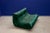 Set of Bottle Green Velvet Togo Pouf and 2-Seat Sofa by Michel Ducaroy for Ligne Roset For Sale - Image 3 of 5