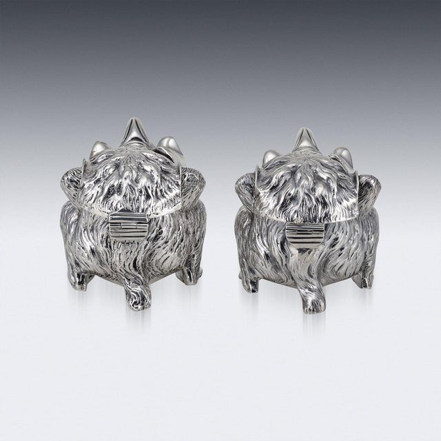 20th Century Victorian Silver Grotesque Inkwells, London, 1880s, Set of 2 For Sale - Image 10 of 14