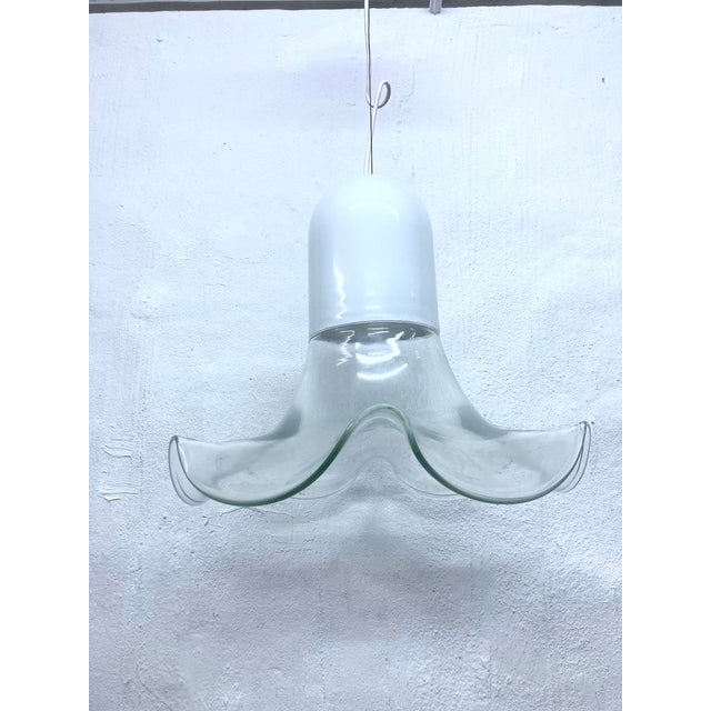 White Italian Murano Glass Pendant Lamp by Renato Toso & Roberto Pamio for Leucos, 1970s For Sale - Image 8 of 10