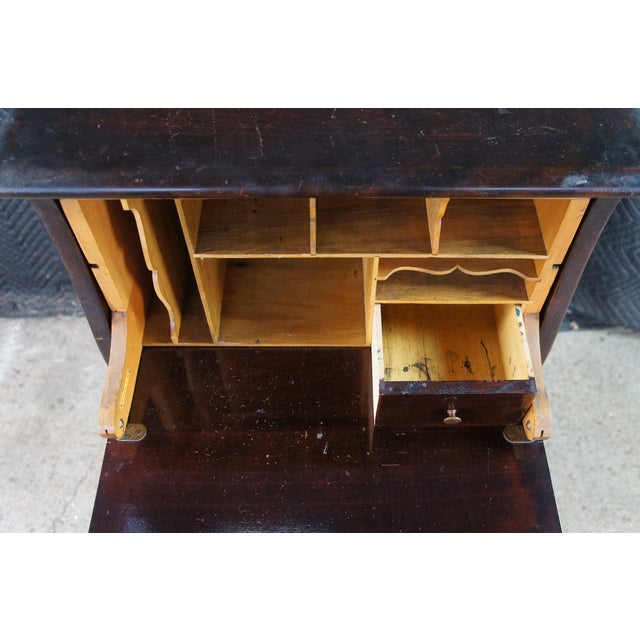 Antique Edwardian Mahogany Drop Front Secretary Filing Cabinet Console For Sale - Image 4 of 11