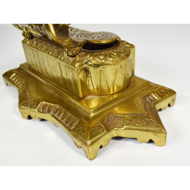 Mid 20th Century Mid 20th Century Solid Brass Desk Double Inkwell and Pen Holder For Sale - Image 5 of 11