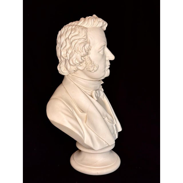 Rare EXTRA LARGE Antique Parian CHARLES SUMNER Bisque Portrait Bust Statue For Sale - Image 17 of 18
