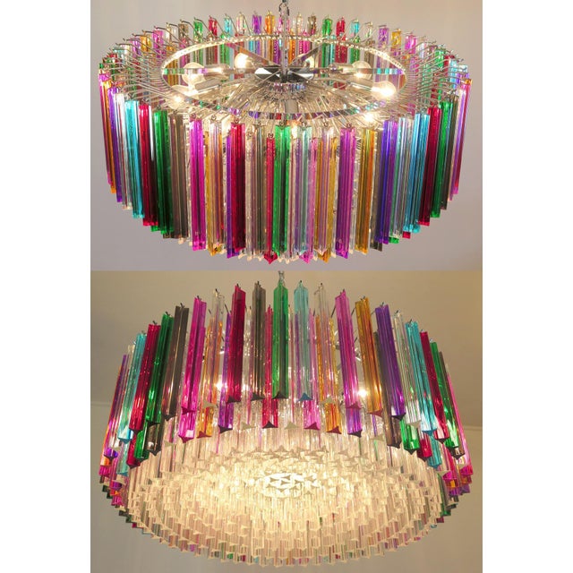 Italian Triedri Murano Glass Chandelier, 1995 For Sale - Image 9 of 18