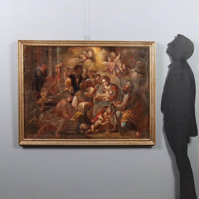 Oil on canvas. Northern Italian school, 17th century. The large scene is animated by numerous intertwining figures: in the...