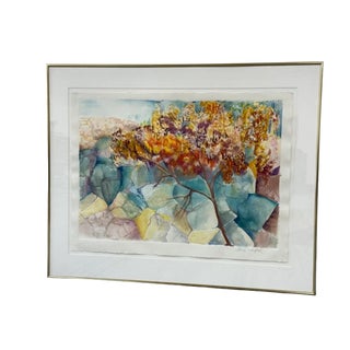 1980s Signed Miriam Schonfeld Painting ~ Autum II Watercolor on Paper For Sale