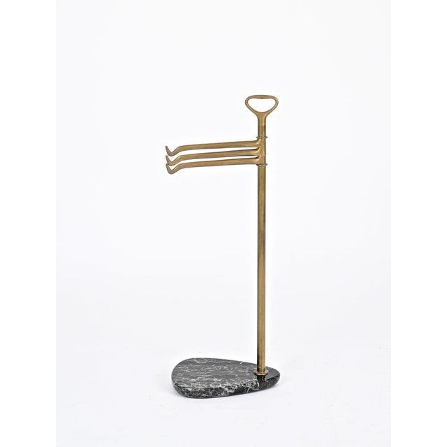 Italian Art Deco Brass and Black Marble Towel Stand in the style of Gio Ponti, 1920s For Sale - Image 9 of 13