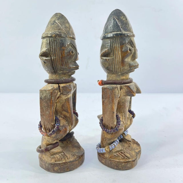 African Early 20th Century Yoruba Ibeji Pair of Twin Figures Nigeria MATTER COLLECTION For Sale - Image 3 of 10