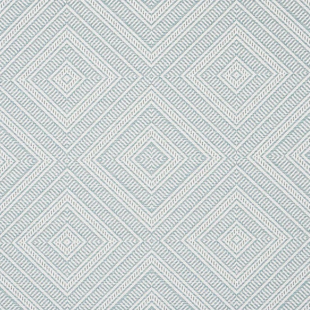Sample - Schumacher Tortola Indoor/Outdoor Fabric in Aqua For Sale