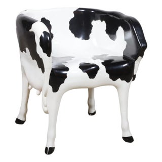 1990s Vermont Sled Co, "Heifer Chair", Painted and Wood Cow Chair For Sale