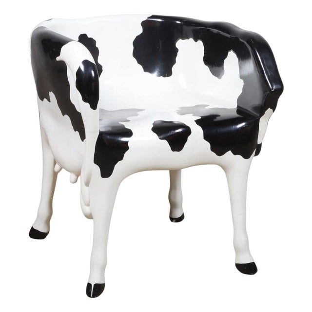 1990s Vermont Sled Co, "Heifer Chair", Painted and Wood Cow Chair For Sale