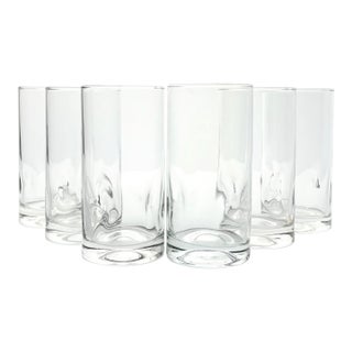 1990s Vintage Indented Dimple Pinched Side Highball Tumbler Glasses - Set of 6 For Sale