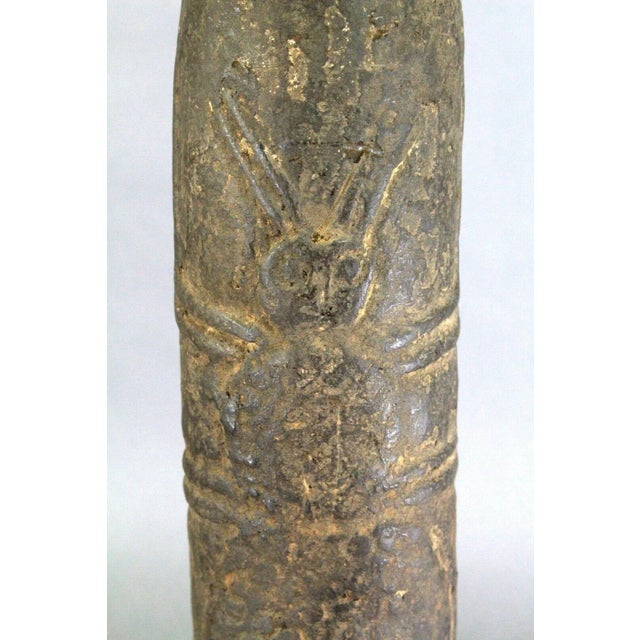 Ceramic Antique African Bamileke Cameroon Tobacco Pipe Black Clay - Beetle For Sale - Image 7 of 10