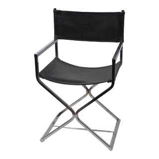 Robert Kier Jakobsen Virtue Bros. Chrome and Black Campaign Style Directors Chair C. 1970s For Sale