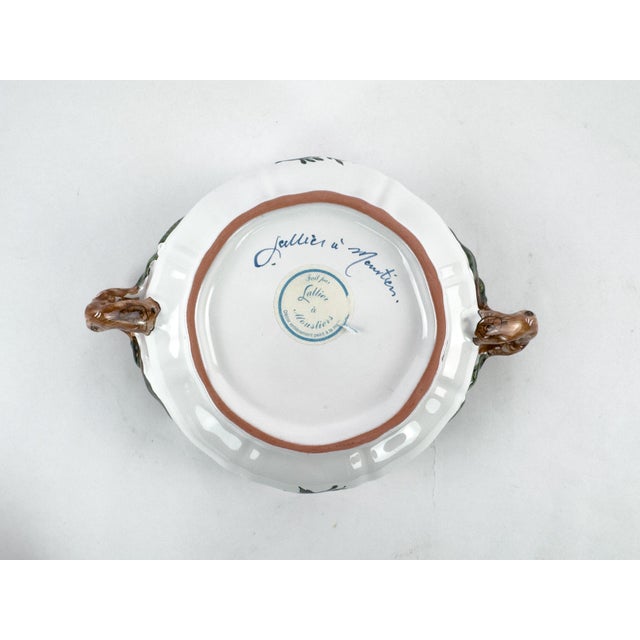 Vintage French Lallier Moustiers Faience Lidded Bowl With Branch Handles For Sale - Image 16 of 17