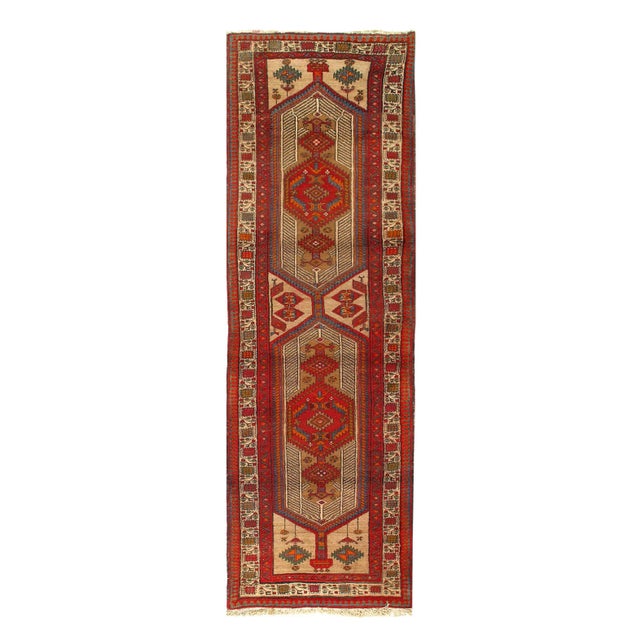Beige Fine Hand Knotted Antique Serab Runner 3'2'' X 10' For Sale - Image 4 of 4