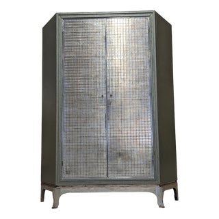 Vintage Silver Textured Wardrobe For Sale