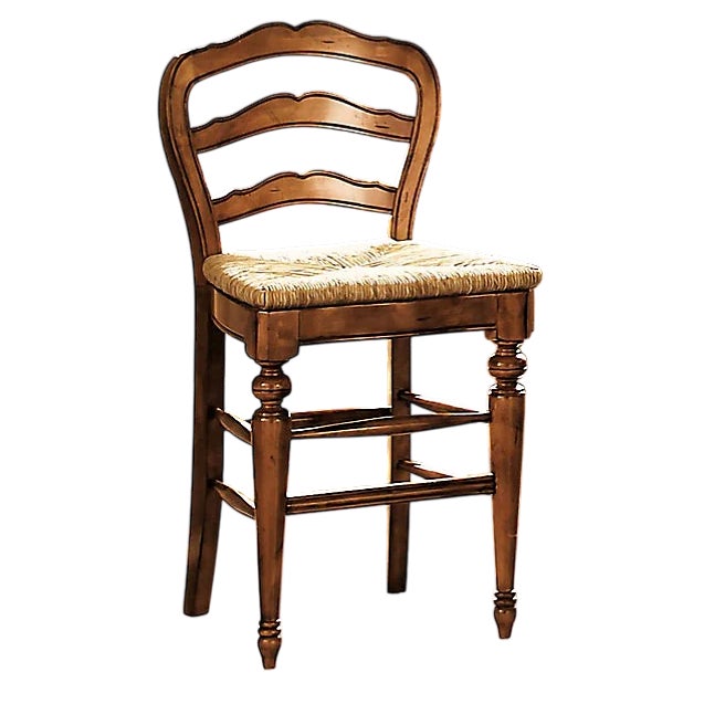 Ballard Designs Ballard Design 'Avignon' French Country Counter Stools Set of 4 - Birch Wood and Rush Seats - Early 21st Century For Sale - Image 4 of 4
