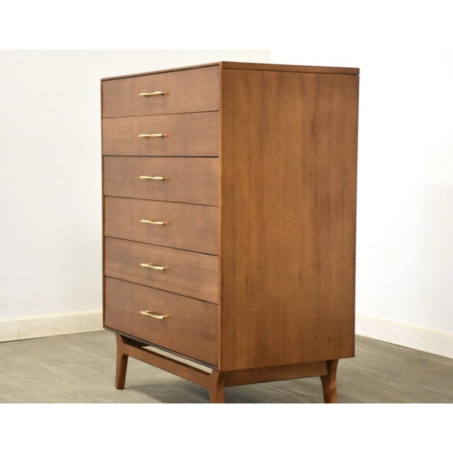 Mid-Century Modern 1960s Refinished Walnut Tall Dresser by Rway For Sale - Image 3 of 9