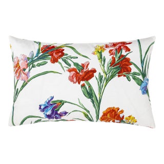 Scalamandre 22" x 14" Dianthus Lumbar Pillow in Summer Bouquet For Sale