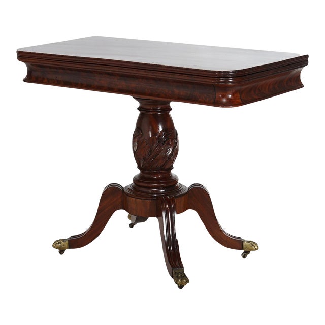 Antique Duncan Phyfe Carved Mahogany Card Table Circa 1830’s For Sale