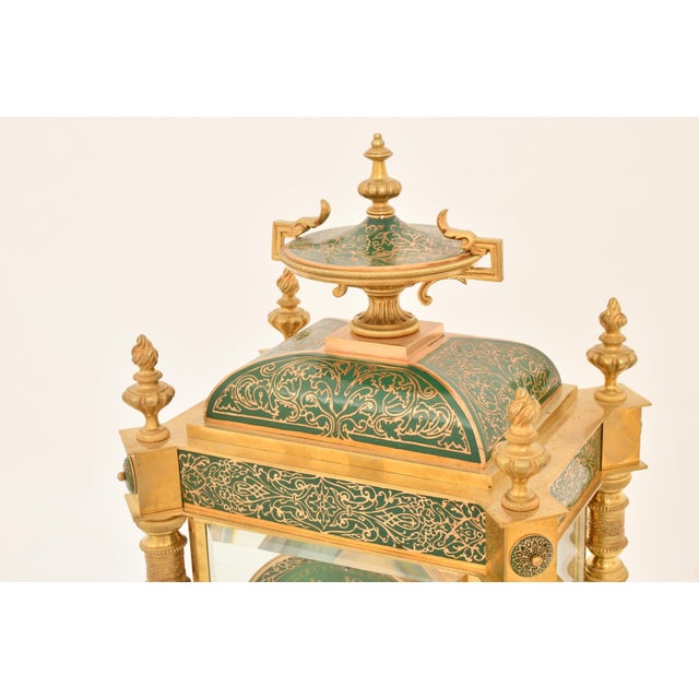Rare Antique Bigelow, Kennard & Co. Champlevé and Brass Crystal Regulator Clock For Sale In New York - Image 6 of 11