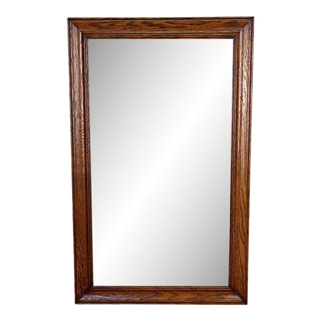 Antique Traditional Oak Beveled Glass Rectangle Wall Mirror - 18x28 For Sale