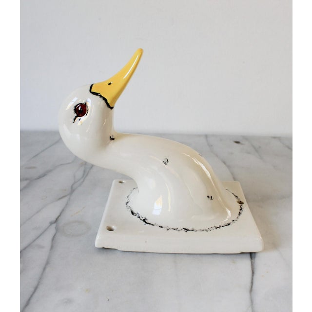 White Vintage Wall Mounted Ceramic Duck Towel or Apron Holder For Sale - Image 8 of 8