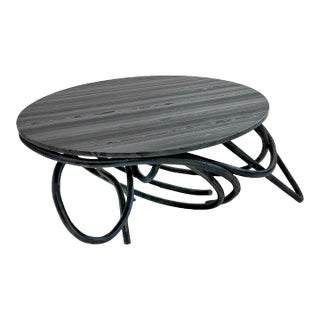 Contemporary Sculptural Marble and Steel Minimalist Coffee Table For Sale