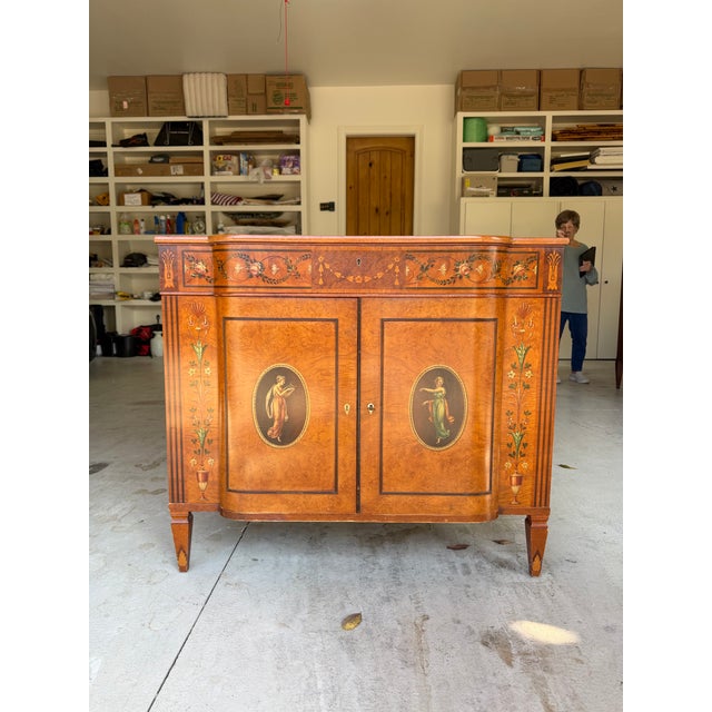 Painted satinwood antique cabinet.