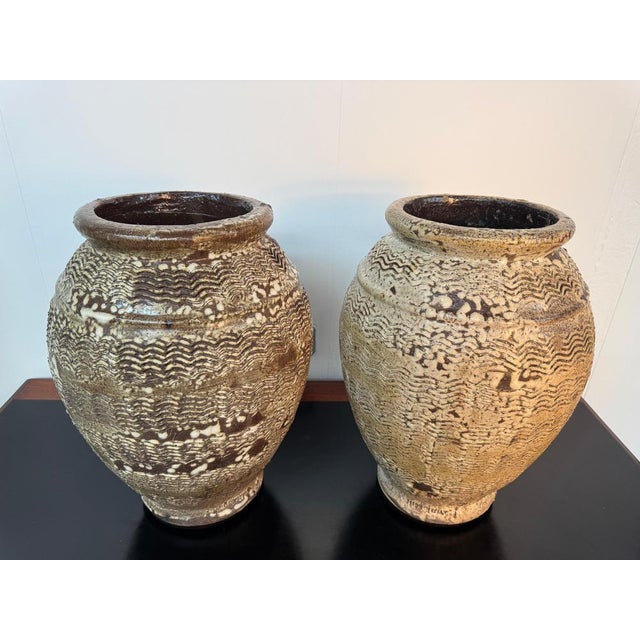 1960s Large Italian Rustic Stoneware Jars, 1960s, Set of 2 For Sale - Image 5 of 9