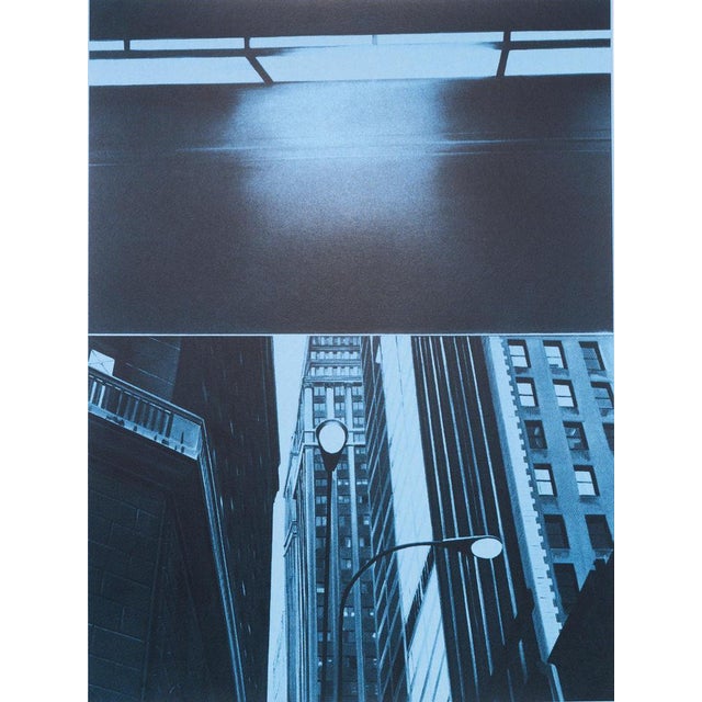 Jacques monory (1924-2018) skycrapers original color silkscreen print signed in pencil marked as artist's proof (ea) on...