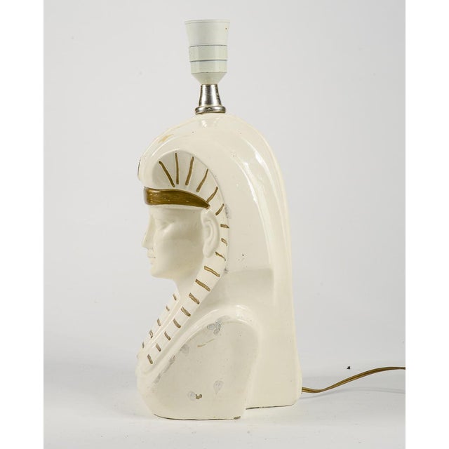 Ceramic Egyptian God Pharaoh Table lamp, 1970s For Sale - Image 7 of 10